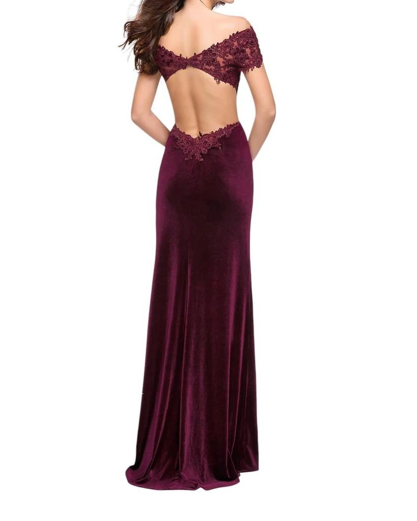 La Femme La Femme - OFF THE SHOULDER VELVET LONG DRESS 2