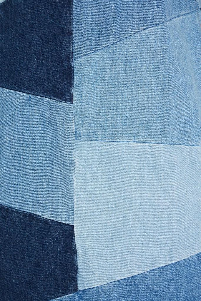 FRAME Patchwork-effect denim mini dress 4