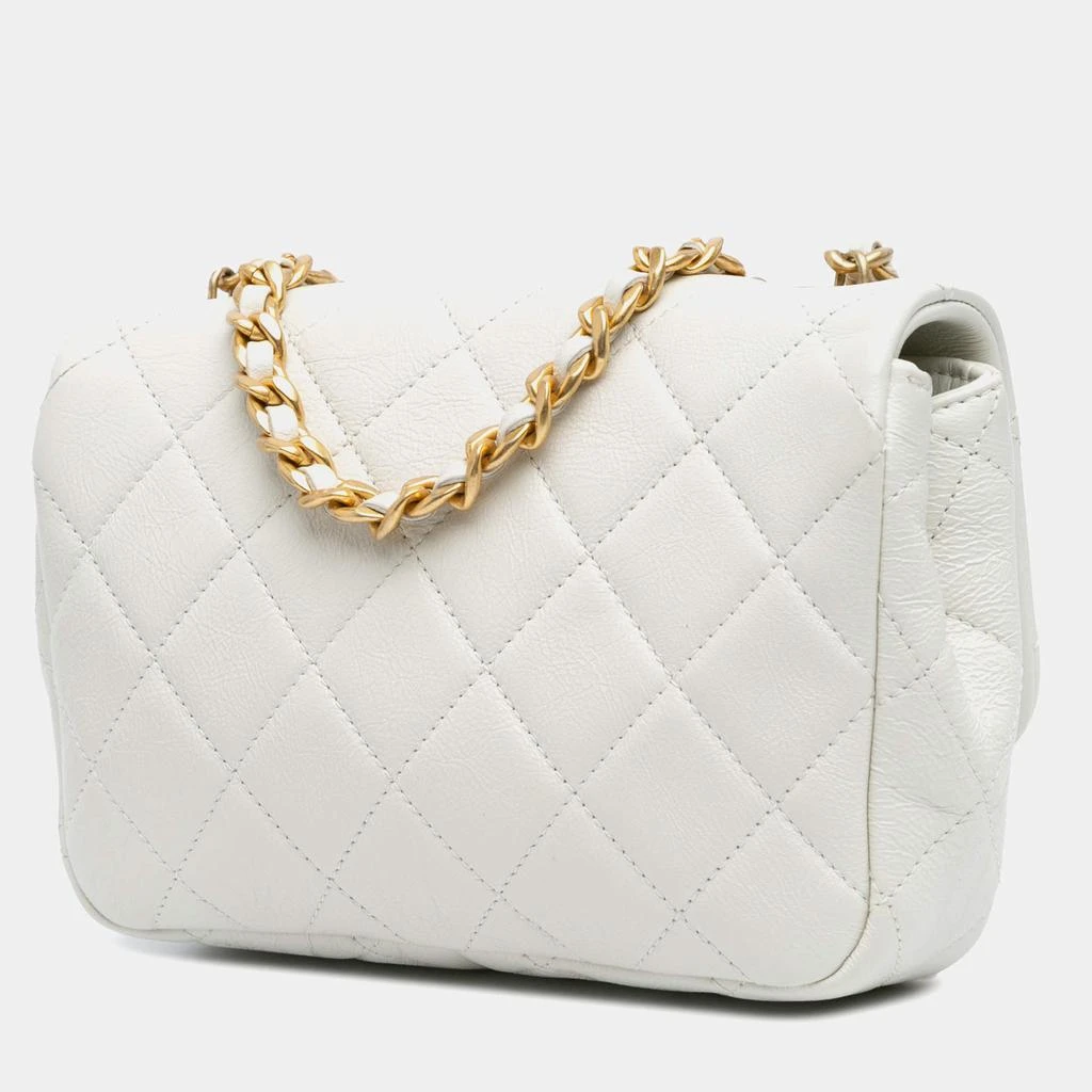 Chanel Chanel White Leather Mini Pearl Side Flap Bag 3