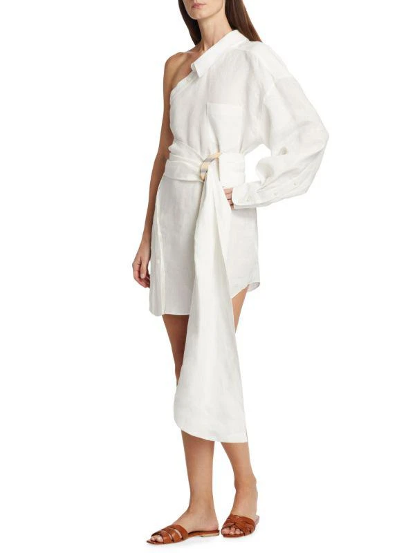 Piece of White Blake One Shoulder Mini Shirt Dress 3