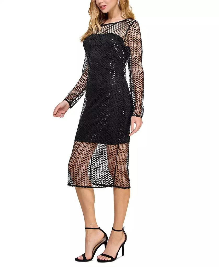 Morgan & Company Women's Sequined Crochet Midi Bodycon Dress 3