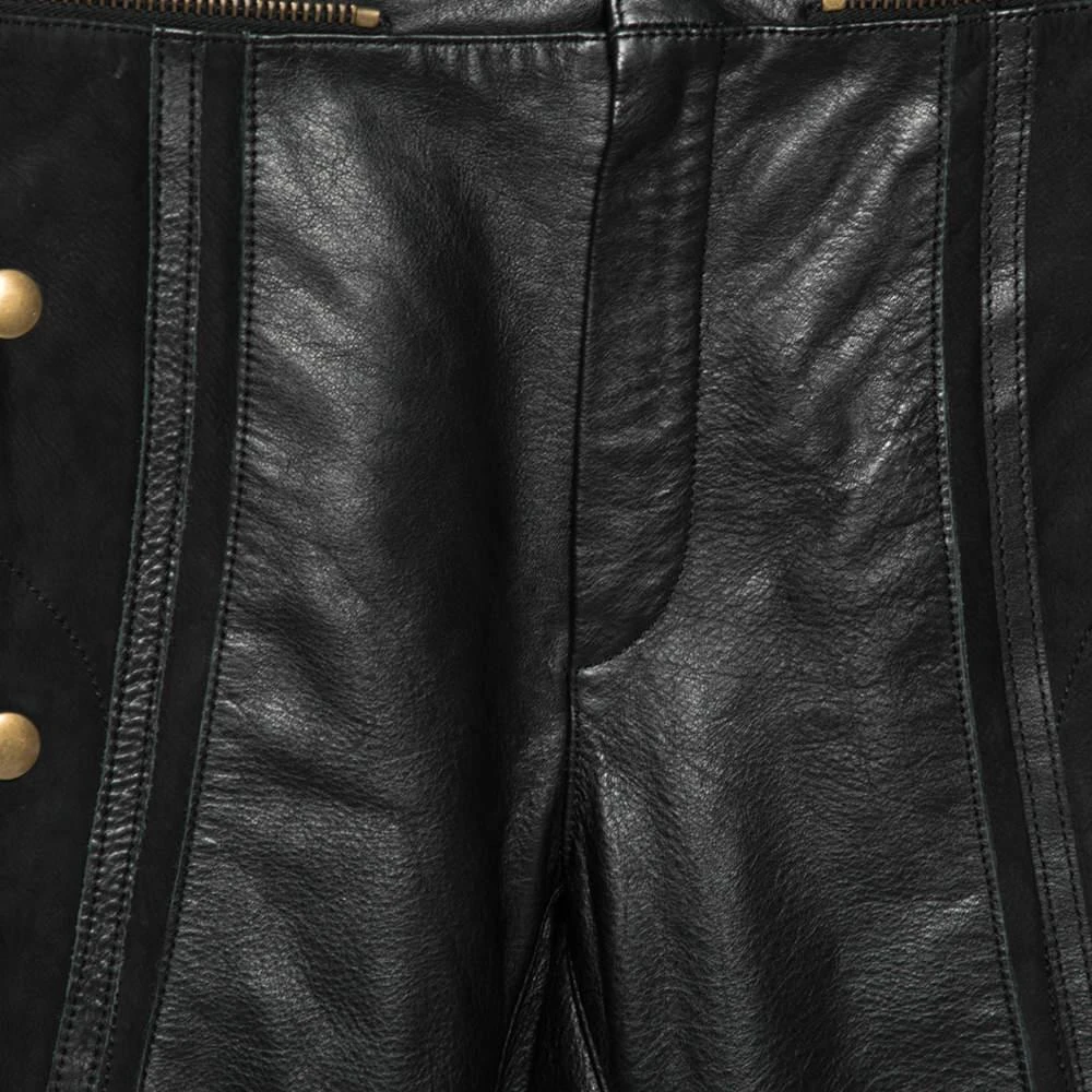 Chloé Chloé Black Leather & Nubuck Paneled Cropped Biker Pants S 3