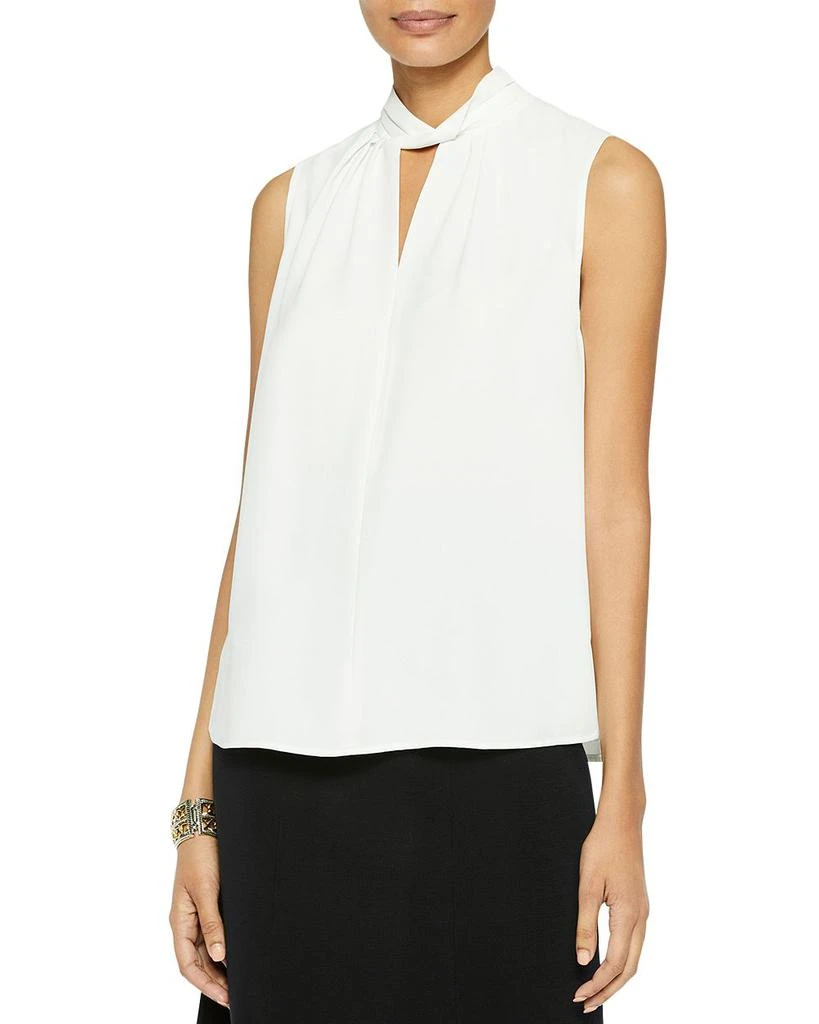 Misook Twist Neck Crepe de Chine Tank 1