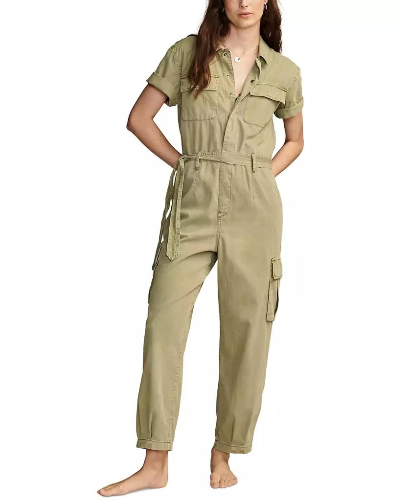 Lucky Brand Women's Belted Short-Sleeve Denim Jumpsuit 1