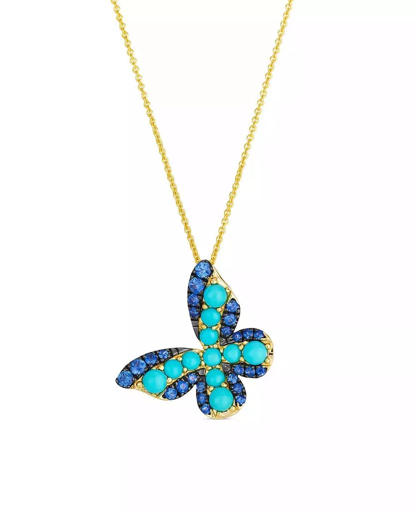 Le Vian Turquoise (1-1/50 ct. t.w.) and Sapphire (13/25 ct. t.w.) Pendant Necklace in 14k Honey Gold