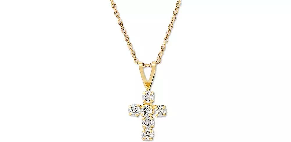 Macy
s Cubic Zirconia Cross 18" Pendant Necklace in 14k Gold