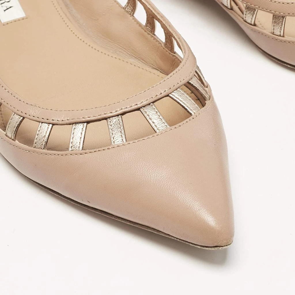 Aquazzura Aquazzura Beige Leather Le Parisien Pointed Toe Ballet Flats Size 38 7