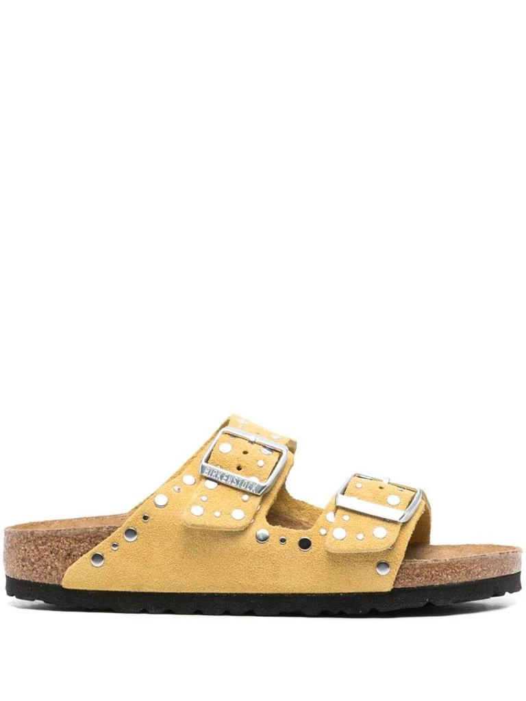 Birkenstock Birkenstock 'Arizona' Leather Slippers In Mustard Yellow 1