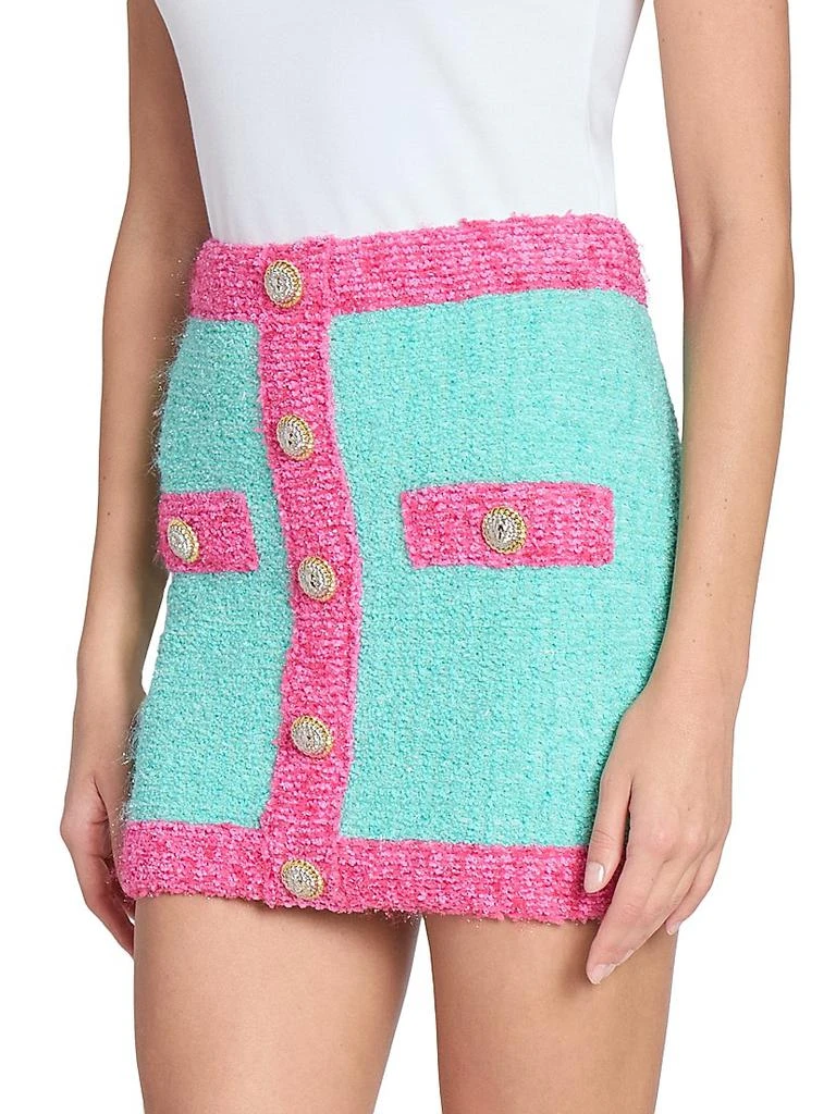 Balmain Colorblocked Bouclé-Knit Miniskirt 4