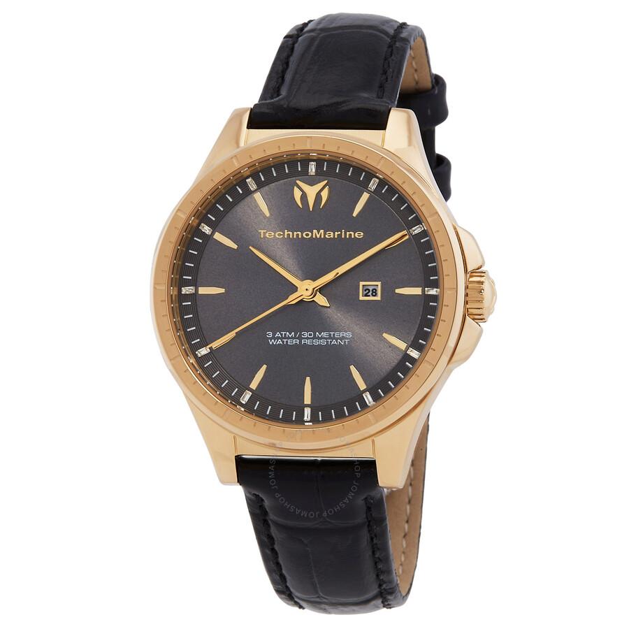 TechnoMarine MoonSun Date Quartz Charcoal Dial Ladies Watch TM-822044