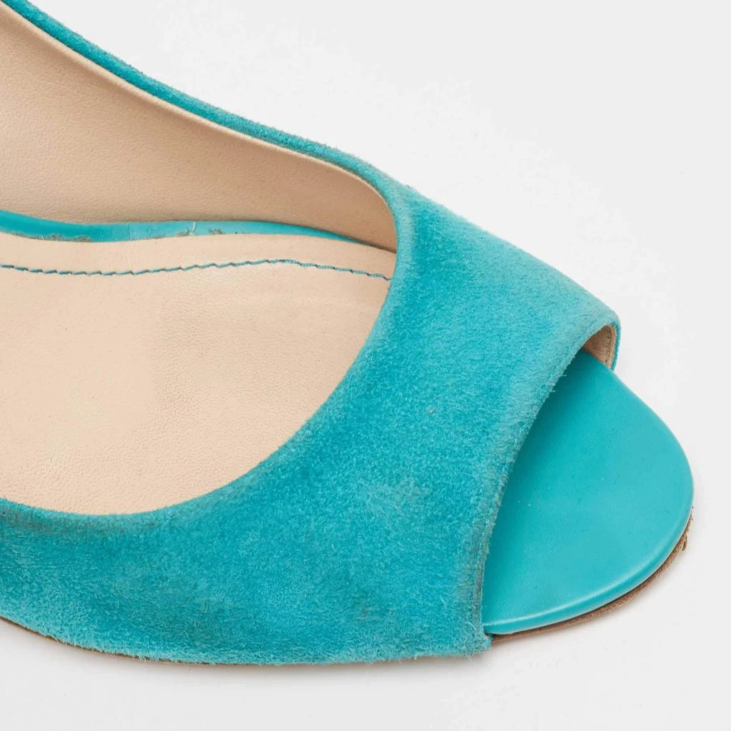 Tod's Tod's Blue Suede Peep Toe Wedge Pumps Size 40 7