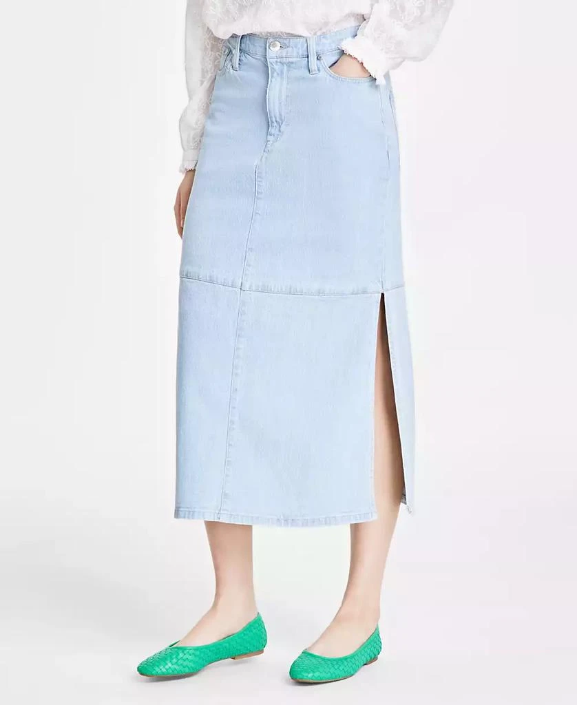 On 34th Women's Split-Seam Denim Midi Skirt, Exclusively at Macy's 3