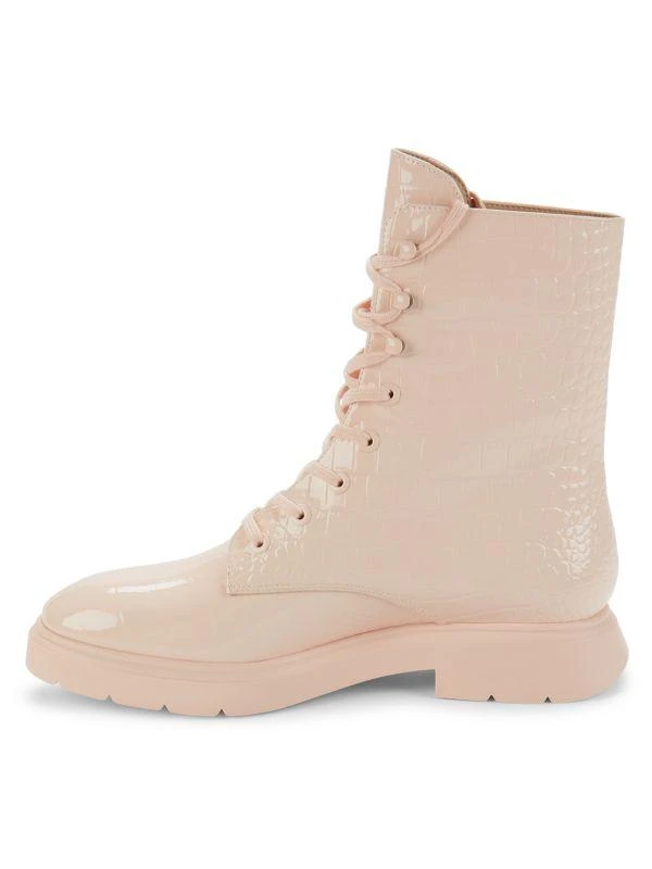 Stuart Weitzman Mckenzee Croc Embossed Leather Ankle Boots 4