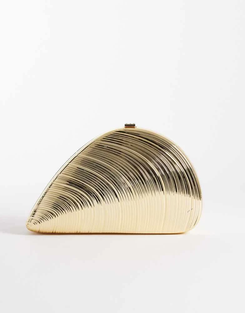 New Look New Look clam shell box clutch bag in gold 4
