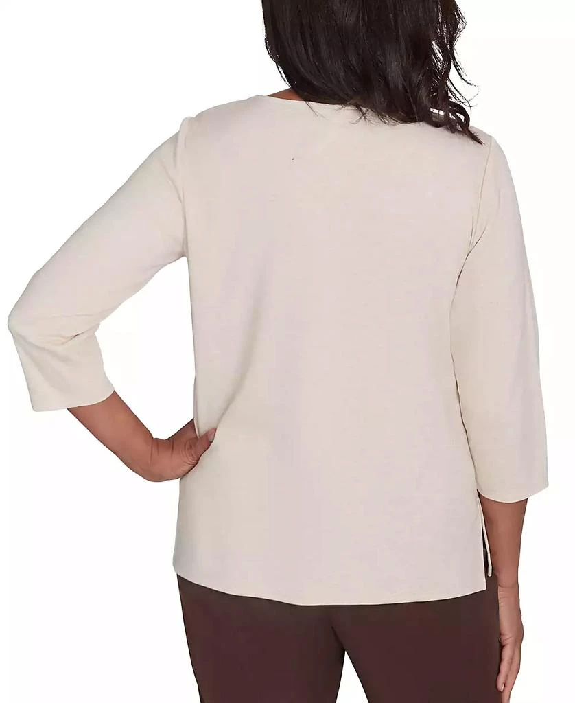 Alfred Dunner Petite Split-Neck Embellished 3/4-Sleeve Top 2