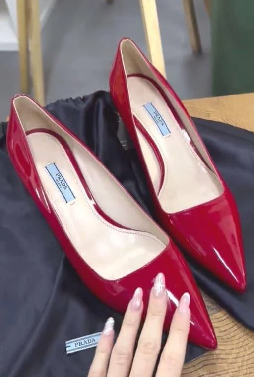 Prada Prada Red Patent Leather Pointed Toe Pumps Size 39.5 2