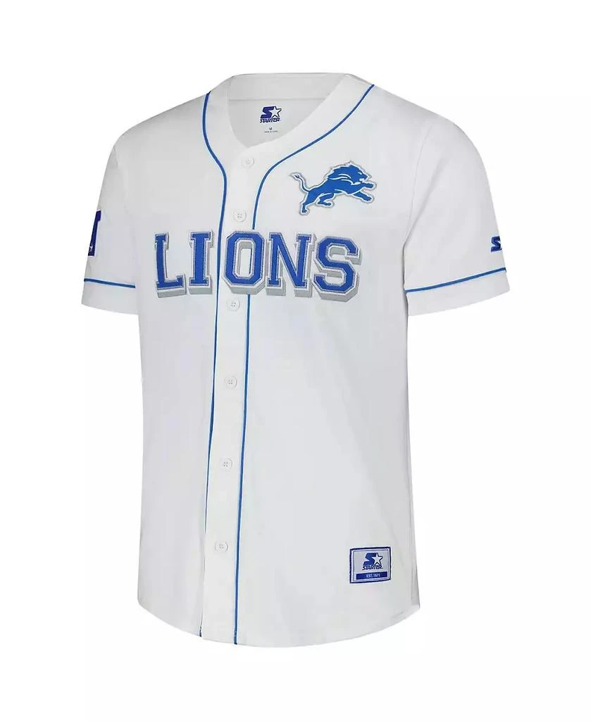 Starter Men's White Detroit Lions Relay Full-Button Baseball Jersey 2