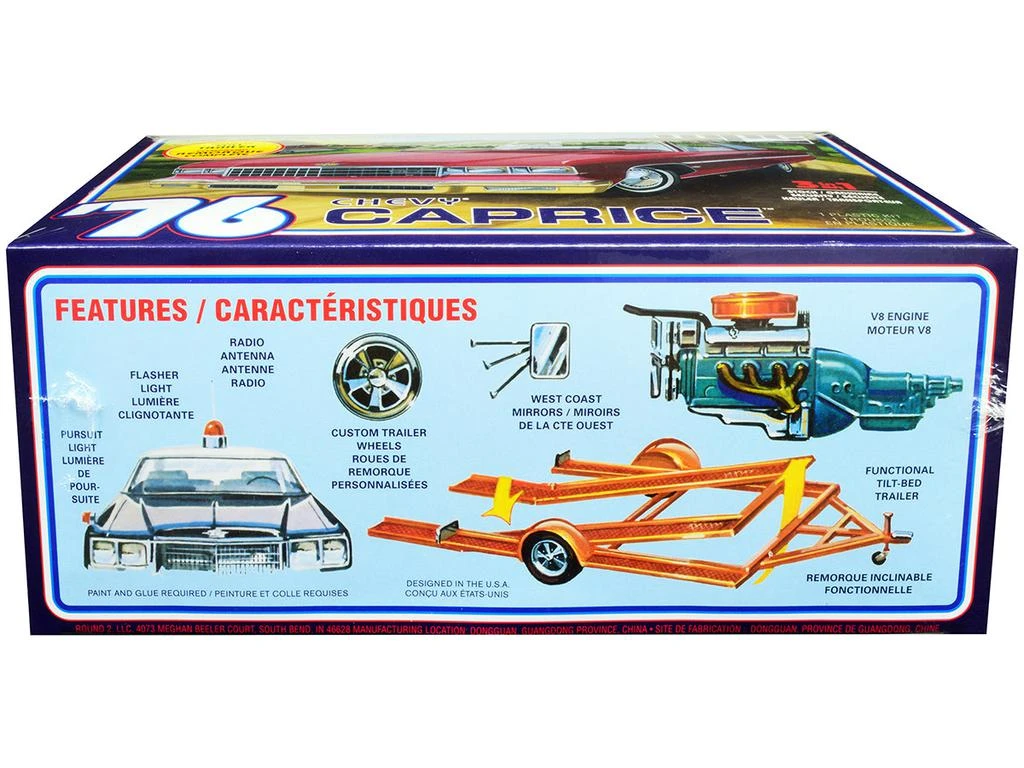 MPC Skill 2 Model Kit 1976 Chevrolet Caprice with Trailer 3-in-1 Kit 1/25 Scale Model by 2