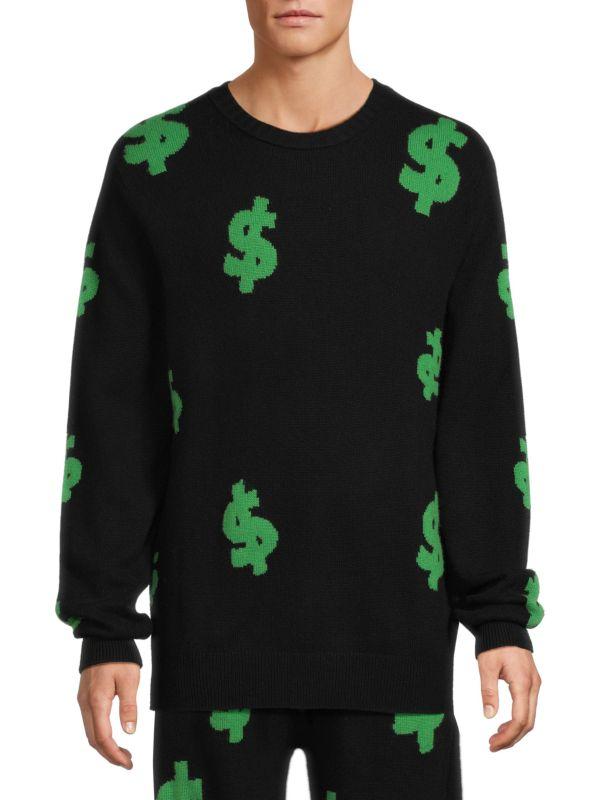 Kids Worldwide ​Cashmere-Wool Dollar Sign Crewneck Sweater