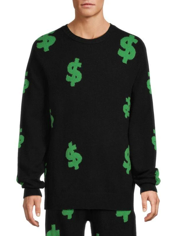 Kids Worldwide ​Cashmere-Wool Dollar Sign Crewneck Sweater 1