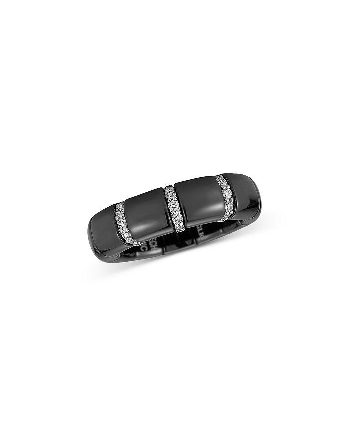 Roberto Demeglio 18K White Gold Pura Diamond & Black Ceramic Stretch Ring