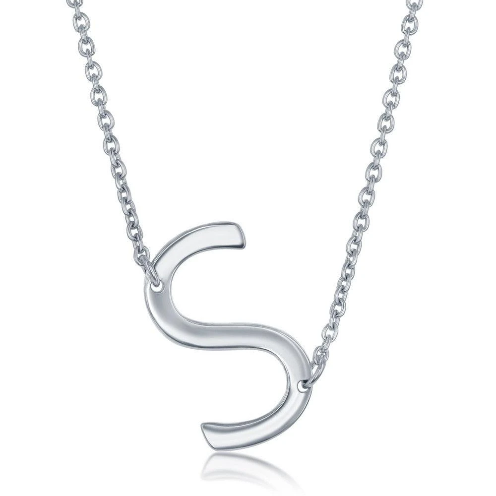 Simona Sterling Silver Sideways Initial Necklace 13