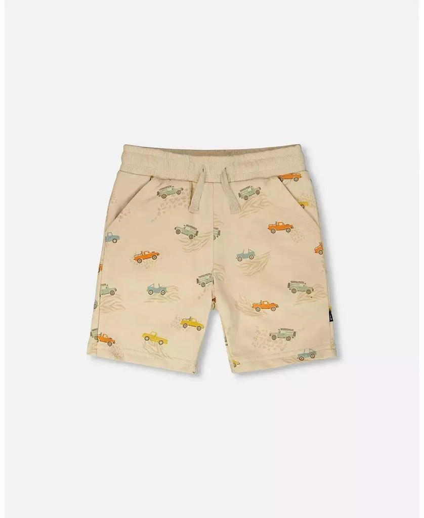 Deux par Deux Big Boys French Terry Shorts Beige Jeep Print