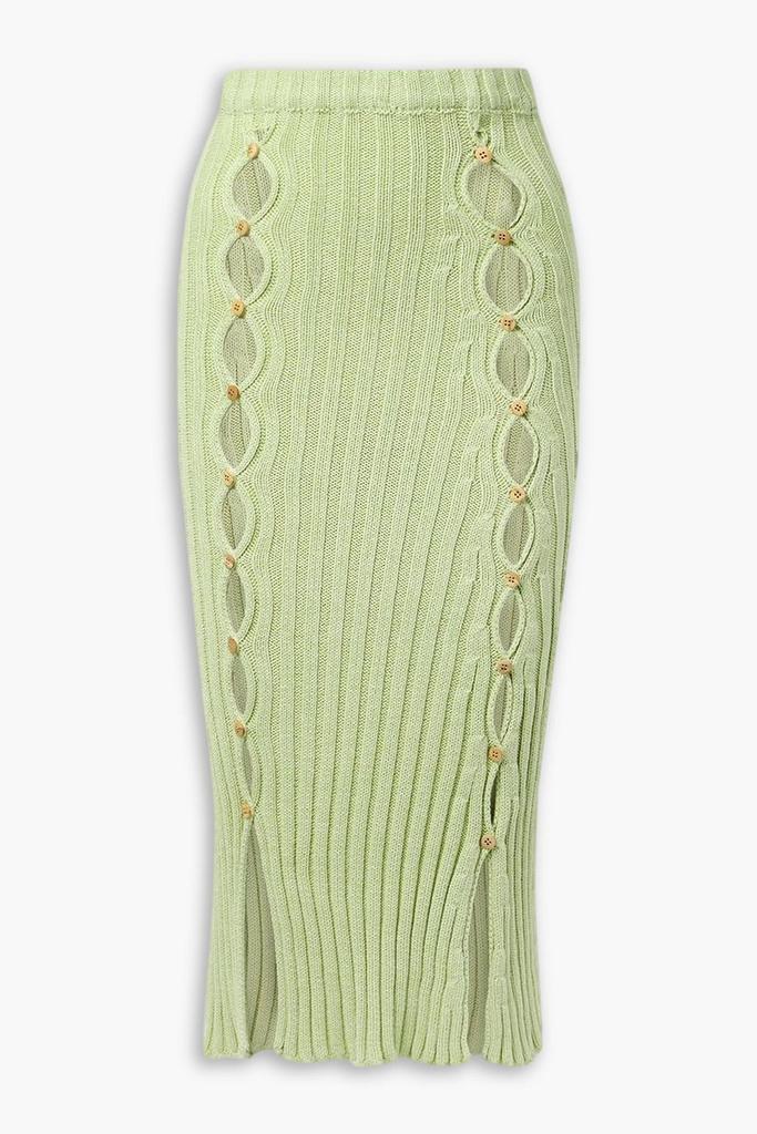 Baserange LouLou cutout ribbed cotton midi skirt