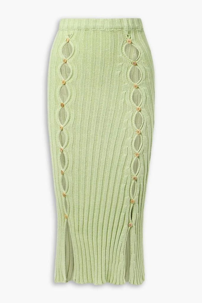 Baserange LouLou cutout ribbed cotton midi skirt 1
