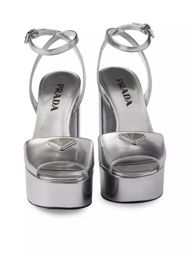 Prada Metallic Leather Platform Sandals 4