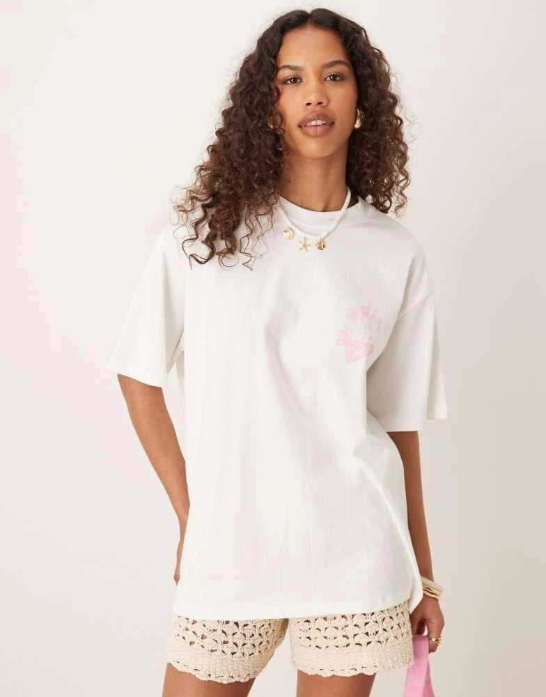 ASOS ASOS DESIGN oversized t-shirt with orchid flower back graphic in cream 3