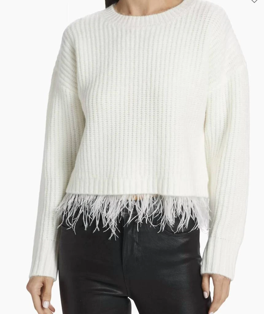 Design History feather trim ribbed knit sweater 1