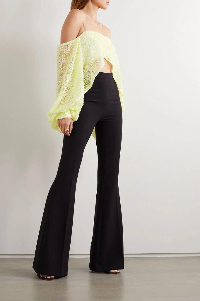 Halpern Off-the-shoulder asymmetric sequined mesh top 2