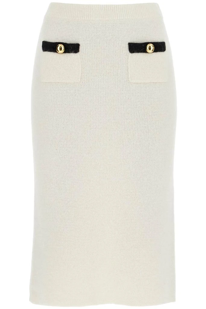 Alessandra Rich Ivory Alpaca Blend Skirt 1