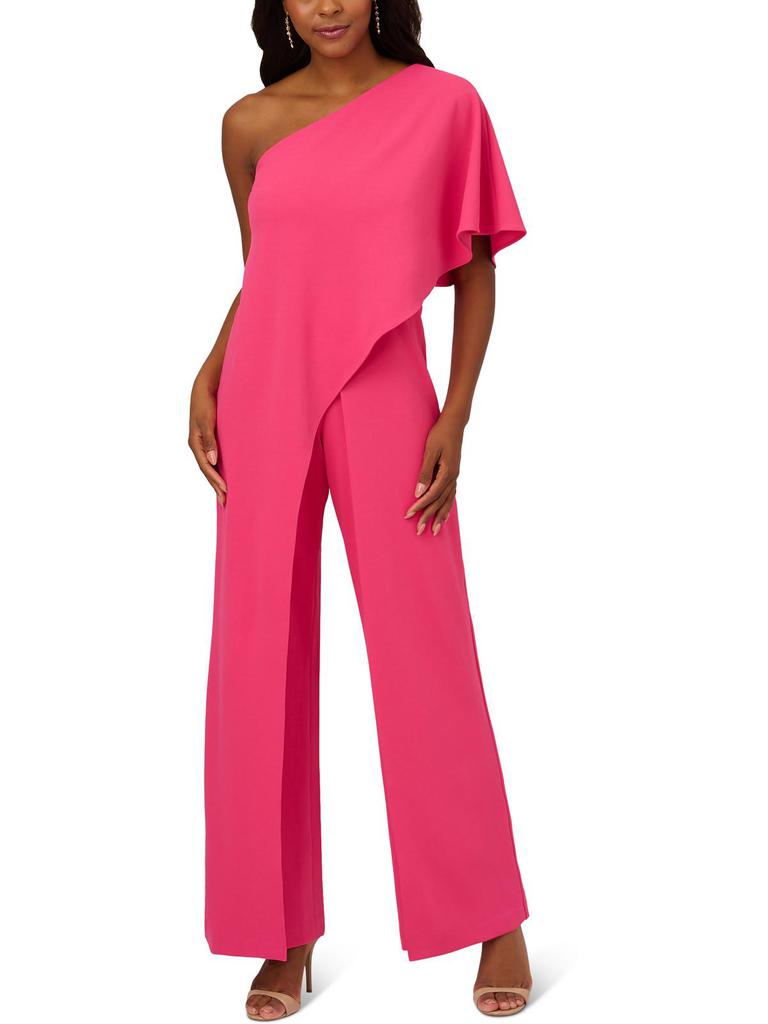 Adrianna Papell Womens One Shoulder Draped Jumpsuit