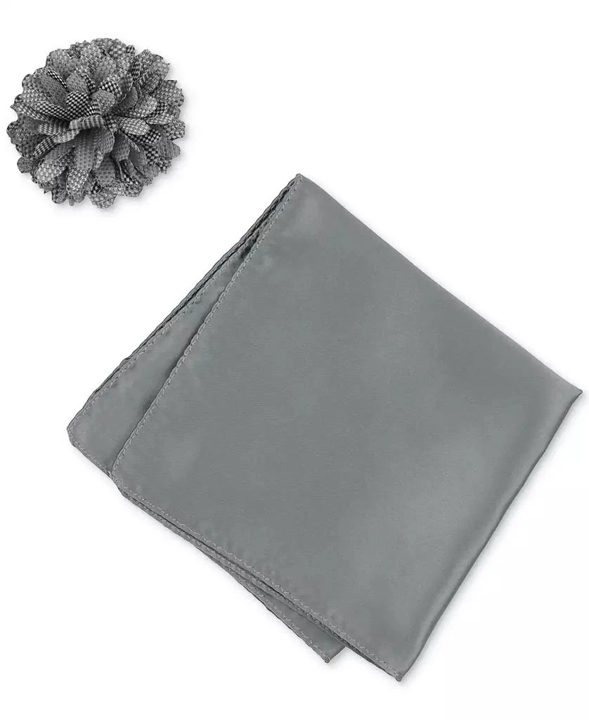 ConStruct Men's Solid Pocket Square & Lapel Pin Set 1