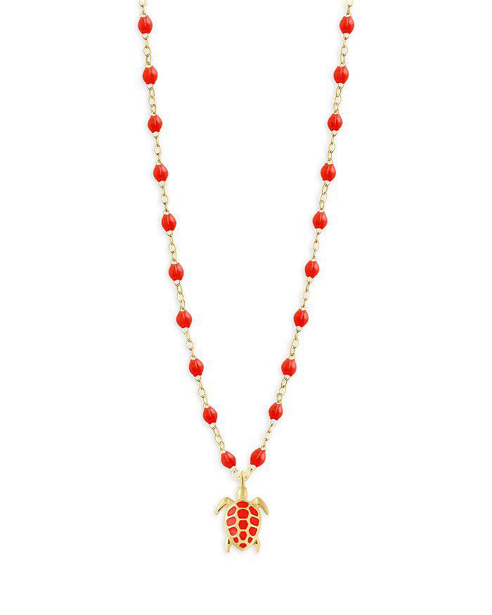 Gigi Clozeau 18K Yellow Gold Voyage Resin Bead Turtle Pendant Necklace, 16.1-16.5"