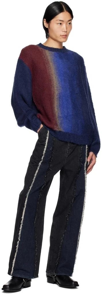 JieDa Navy & Burgundy Gradation Sweater 4