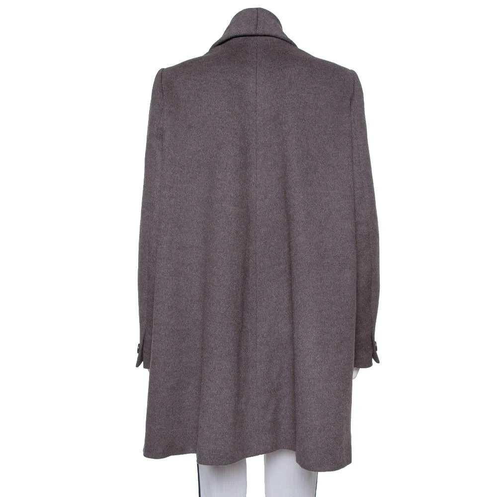 Max Mara Max Mara Dark Grey Wool Open Front Coat L 4