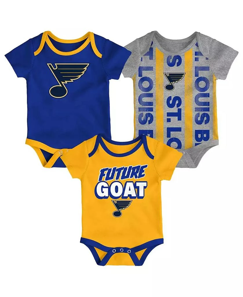 Outerstuff Newborn 3-Pack St. Louis Blues Loyal Buddies Bodysuit Set
