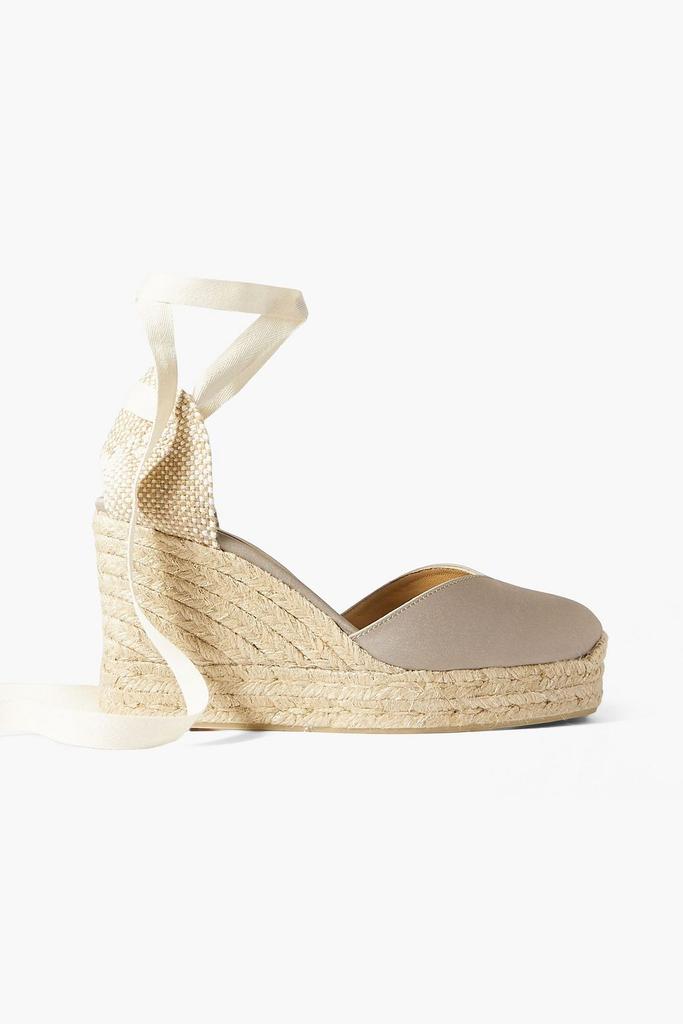 CASTAÑER Chiara 80 satin and canvas wedge espadrilles