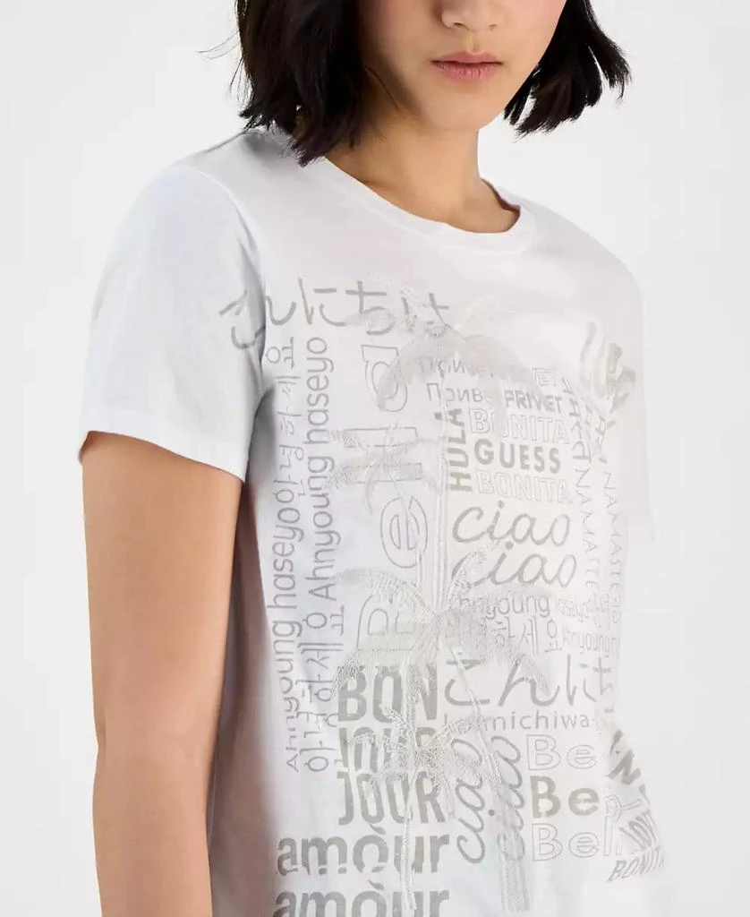 GUESS Women's Cotton Bella Palm Short-Sleeve Easy Tee 3