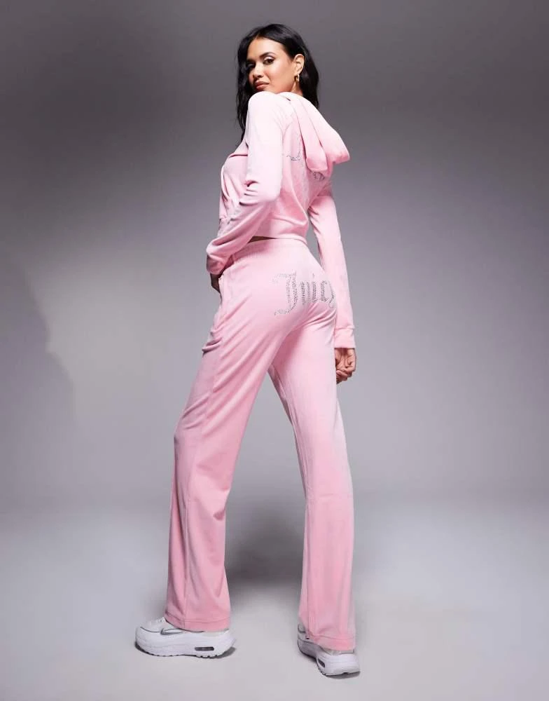 Juicy Couture Juicy Couture diamante logo velour joggers co-ord in pink 1