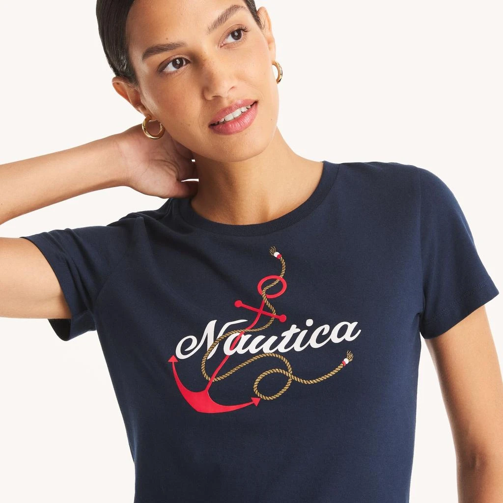 Nautica Womens Glitter Anchor Knot Graphic T-Shirt 3