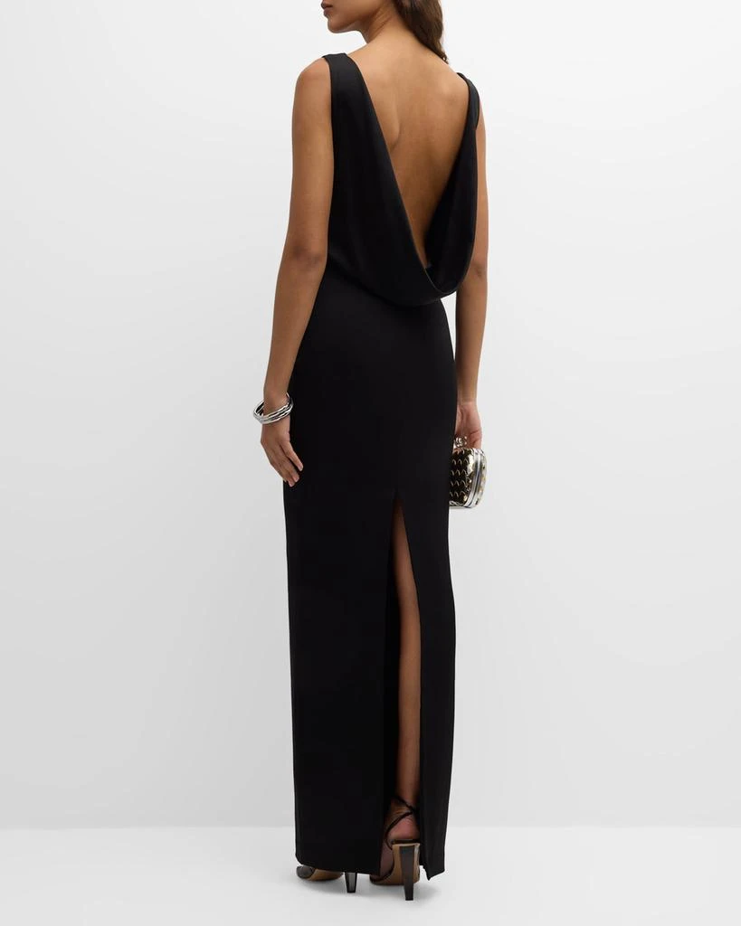 Alex Perry Backless Draped Satin Crepe Column Gown 4