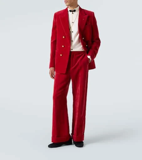 Valentino Cotton and linen velvet wide-leg pants 2