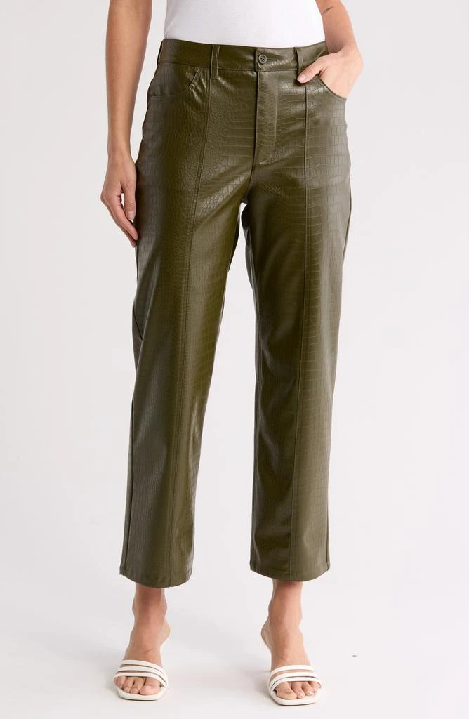 VIGOSS Croc Embossed Faux Leather Crop Pants 1