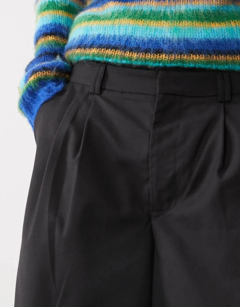 COLLUSION COLLUSION tailored longline shorts in black 5