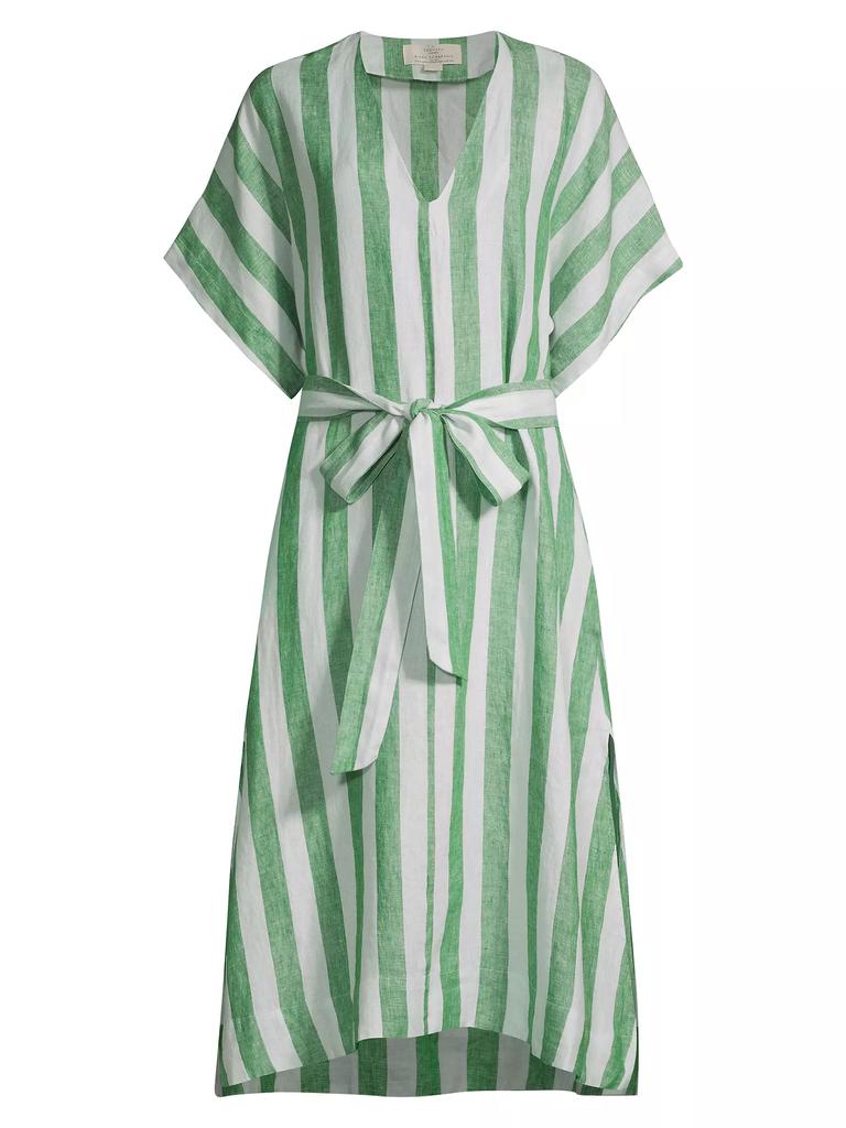 Birds of Paradis Hannah Striped Linen Midi-Dress