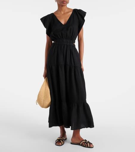 Velvet Ginger cutout linen maxi dress